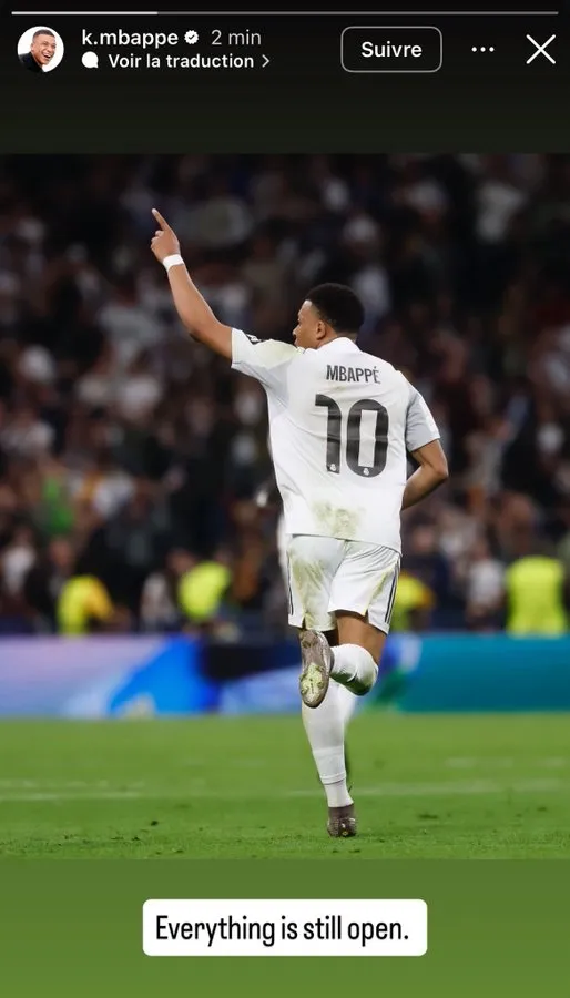 破门难救主，姆巴佩更新社媒鼓励皇马：比赛仍有一切可能